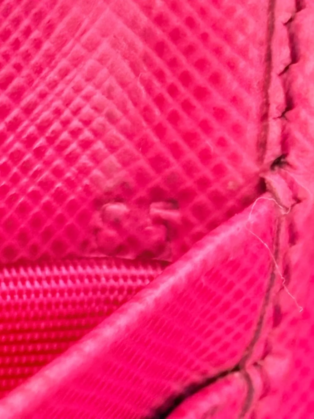 PRADA fuchsia Saffiano Leather Compact Wallet‎